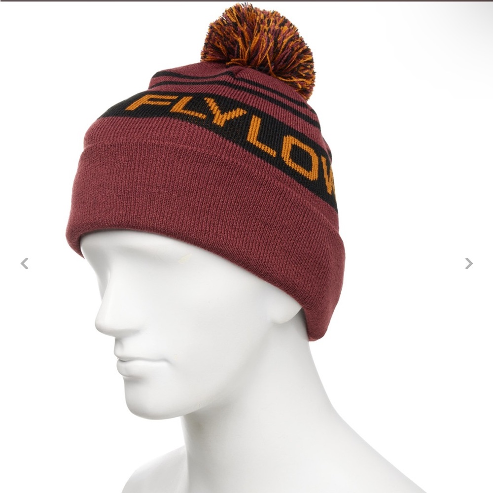 Flylow OG Unisex Burgundy Knit Beanie with Pom